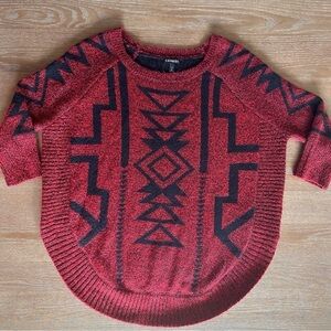 Express Wool Blend Red Tribal Pattern Sweater